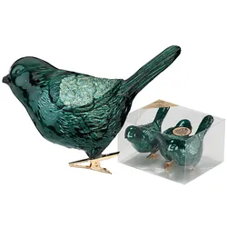 3 Christbaumschmuck Vögel auf Clip 9cm Kunststoff Christbaumkugeln Große Weihnachtskugeln Weihnachtsbaum Deko Weihnachtsbaumschmuck Uni Dunkelgrün