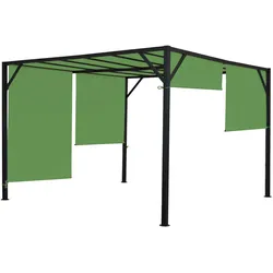 Décoshop26 - Pergola-Bogen Gartenpavillon Terrassenüberdachung stabile Stahlkonstruktion 6 cm + begrüntes einziehbares Dach 4 x 4 04_0004064