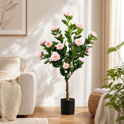 YVANLA Artificial Plant Fake Camellia Tree Potted