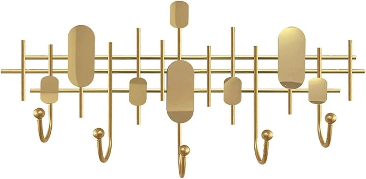 Jashaken Wandkapstok van IJzer met 5 Haken - Goud