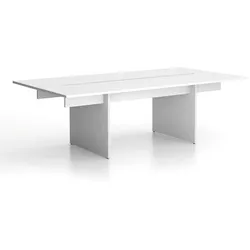 Konferenztisch SOLID + 2x Verlängerung, 240x125 cm, weiß