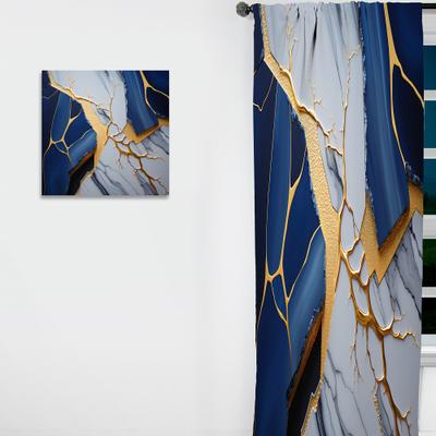 DESIGN ART "Designart ""Abstract Geode Blue I"" Abstract Marble Curtain - Room Darkening Marble Curtain - 1 Panel"