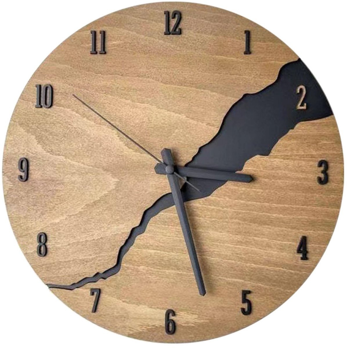 Solidchoice Dailygoody Vintage Ronde Wandklok - Zwart - Rustieke Stijl met Stille Uurwerk