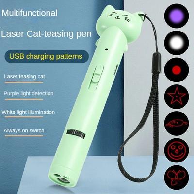Uplift Treasures USB Rechargeable Interactive Laser Cat Toy Pen green