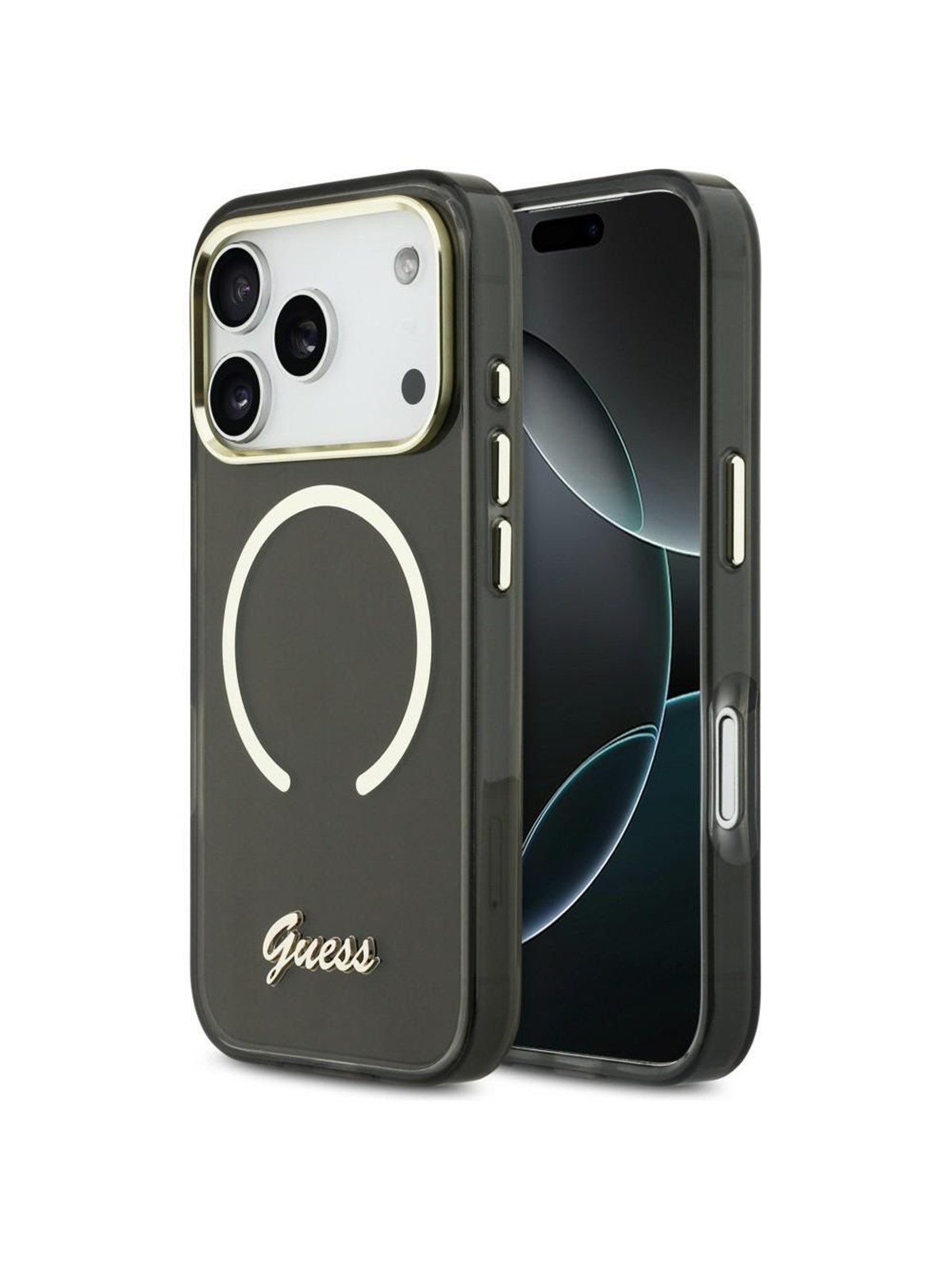 GUESS IML Script Metal MagSafe Case for iPhone 17 Pro - Black