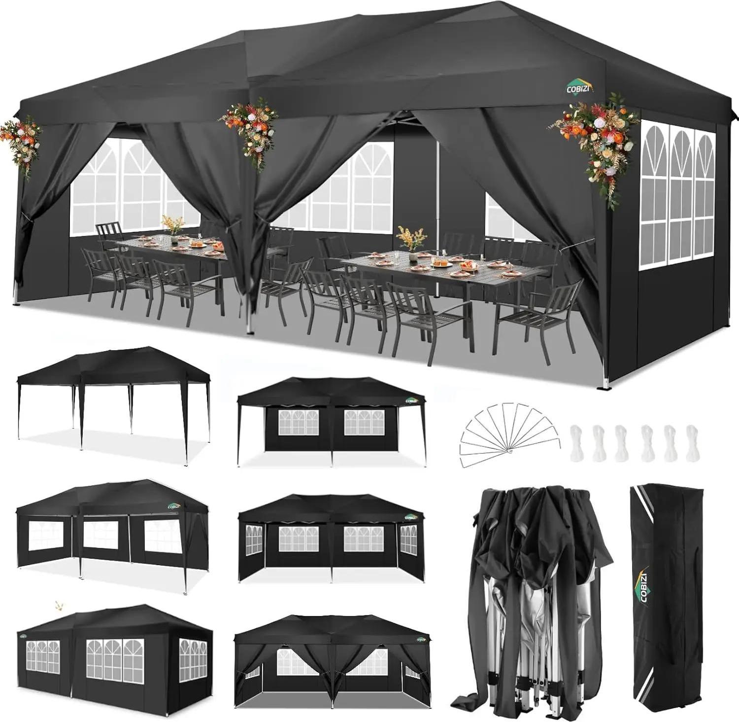 Partyzelt, wasserdicht, höhenverstellbar, Schwarz, 3x6m
