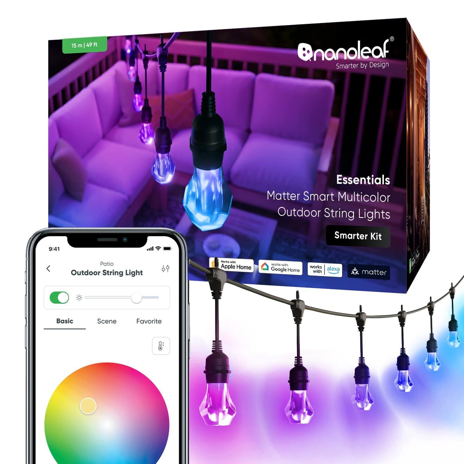Nanoleaf Essentials Matter Smart Meerkleurige Buitenverlichting Startpakket 15 meter