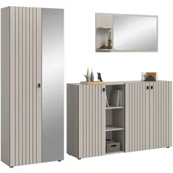 GARDEROBEN-SET 3-teilig Kaschmir 235 cm, Garderobenschränke mit 15 Fächern