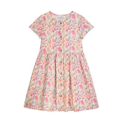 Sommerkleid DANAMADE "DANAMADE Dresses DBELLA", Mädchen, Gr. 128, bunt (ivory), Obermaterial: 90% Baumwolle, 10% Leinen. Futter: 100% Baumwolle, Kleider Sommerkleid