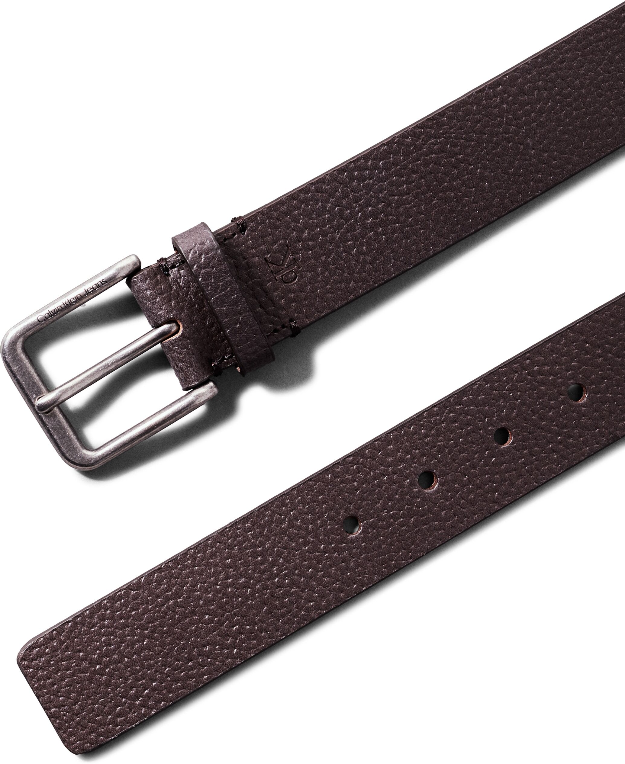 Ledergürtel CALVIN KLEIN "CLASSIC CASUAL BELT 35MM", Herren, Gr. 85, braun (bitter braun), Rindsleder, unifarben, Gürtel Ledergürtel, Logoprägung, Einfachdornschliesse bitter braun 85