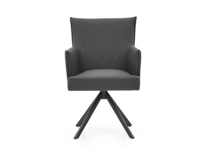 Musterring Nilan Armlehnstuhl in Leder – optional mit Drehfunktion - Leder Tendens granit - Stativgestell Metall anthrazit pulverbeschichtet - Drehfunktion Drehfunktion Modern