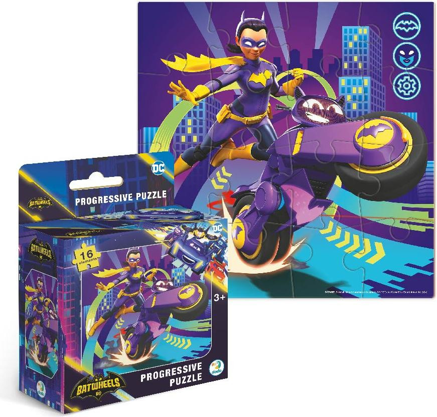 DoDo 16-delig educatief puzzelspel Batwheels Batgirl en motorfiets
