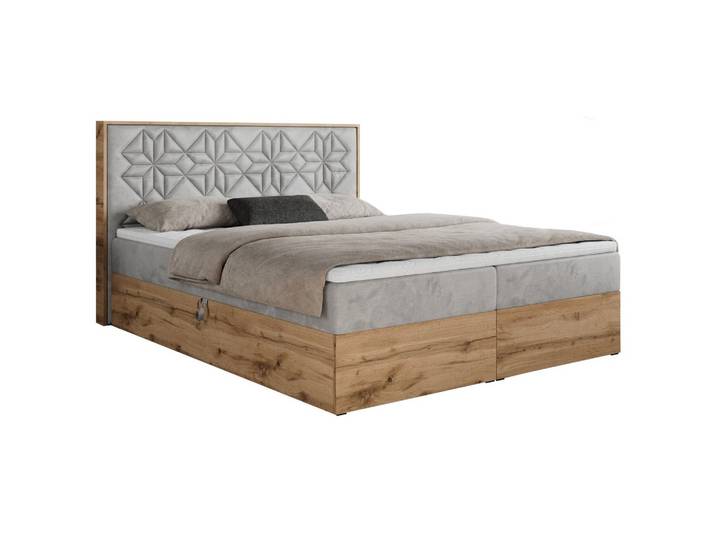 BOXBETT NESSI - 140/200 Hellgrau Velvet - H3