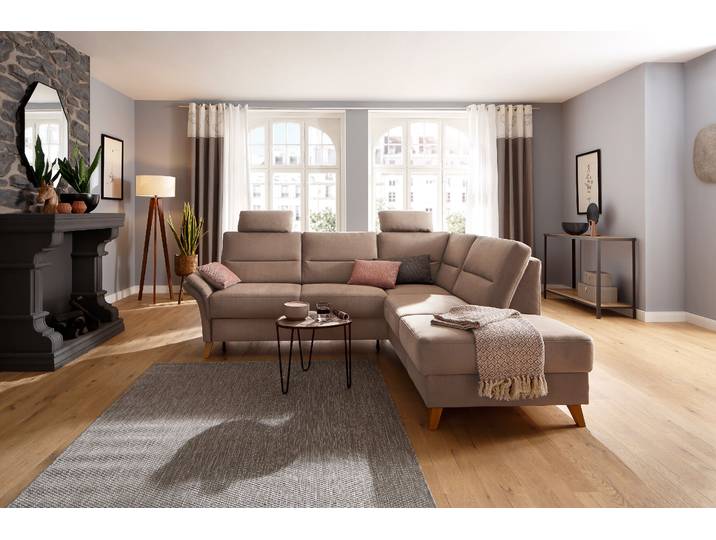 Ecksofa OTTO HOME Westerland L-Form , grau (taupe), B:238cm H:90cm T:213cm, 98% Polyester 2% Polyamid, Sofas, Ecksofa, Federkern-Polsterung, wahlweise mit Schlaffunktion, Bettkasten