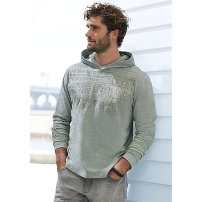 Kapuzenshirt JOHN DEVIN, Herren, Gr. 3XL, grün (salbei bedruckt), Slub, Obermaterial: 100% Baumwolle, bedruckt, regular fit, Rundhals, abgesteppte Kante, Shirts Kapuzenshirt, Langarmshirt bedruckt mit Kapuze aus strukturierter Baumwoll-Qualität