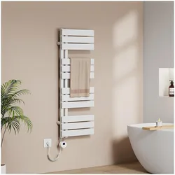 Emke Elektrischer Handtuchwärmer mit Heizstab und Timer, Weiss 1041x400mm 400W, Heizkörper, Weiss
