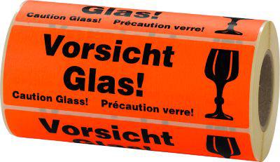 Warnetiketten, Vorsicht Glas!, 500 Stück
