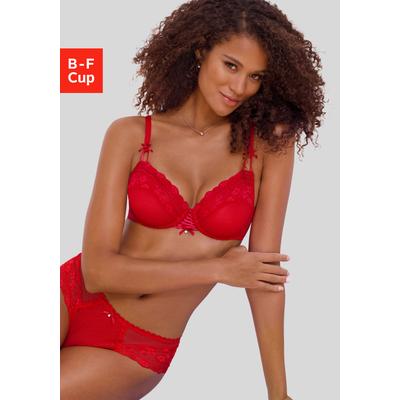 Bügel-BH NUANCE BY LASCANA "BH mit Bügel, Spitzen-BH, als Dessous-Set kombinierbar", Damen, Gr. 70, Cup F, rot, Spitze, Obermaterial: 67% Polyamid, 23% Polyester, 10% Elasthan, BHs Bügel-BH, sexy Dessous, sexy Unterwäsche, große Größen