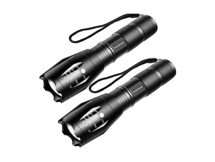 Travelhawk LED Zaklamp - Set van 2 Krachtige LED Zaklampen - Waterdicht IPX6 - Zwart (2 stuks)