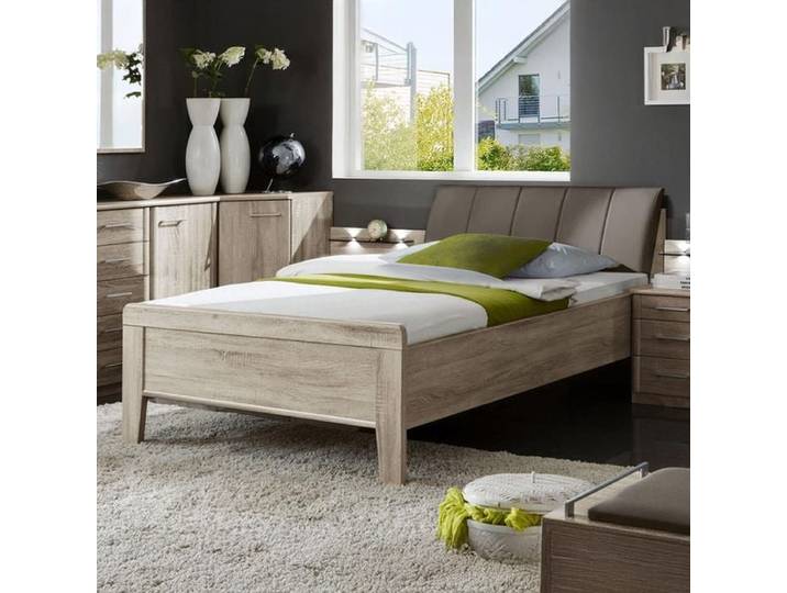 Bett Runcorn Komfort Eiche Dekor 90x200cm rustikal, höhenverstellbar