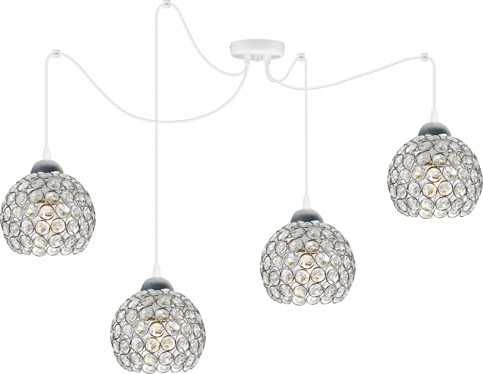 LIGHT HOME LH Chroomkleurige spinnenweb hanglamp met kristallen details en LED