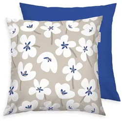 Tom Tailor Renforcé Kissenhülle Floral MIG Cobalt & Sunny Sand 40x40 cm