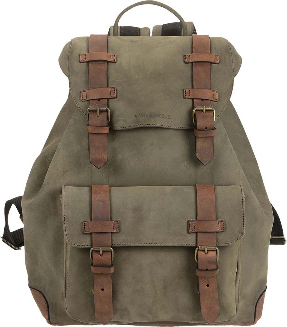 Ruitertassen Rucksack Leder Damen Herren Leder Wanderrucksack Business Reise Fahrrad 4516-75 khaki
