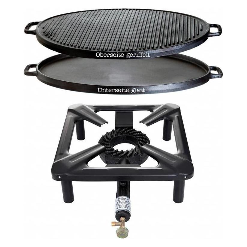 All'Grill Hockerkocher-Set (gross) mit Gusseisengrillplatte Ø 45 cm - ohne Zündsicherung (43781357)