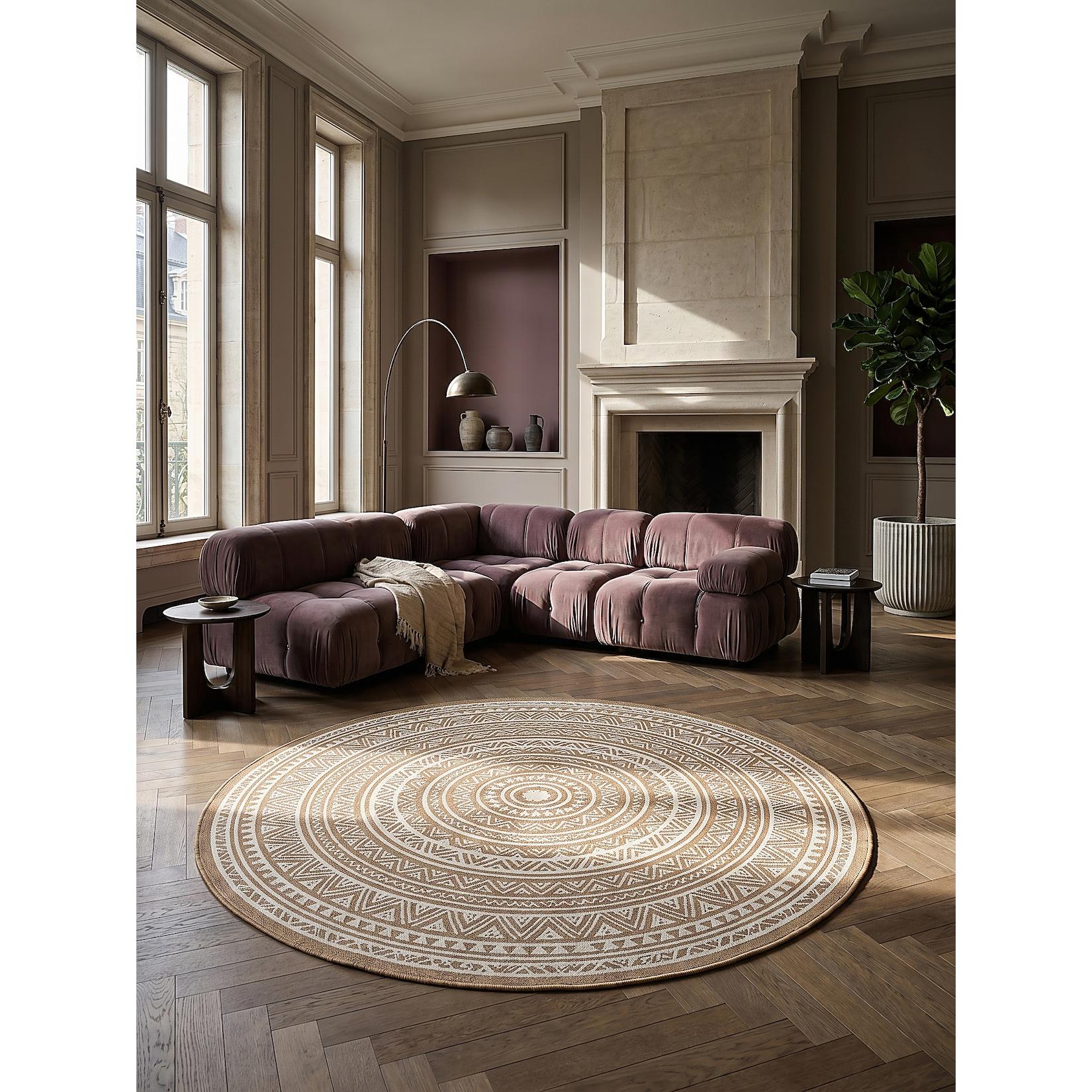 Flachgewebe-Teppich Pflegeleicht Natur 160x160 cm - BORNO Kadima