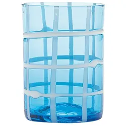 Zafferano Twiddle - Set mit 6 Aquamaringläsern aus geblasenem Glas, 35 cl - handgefertigte Trinkgläser mit weißem Dekor, spülmaschinenfest