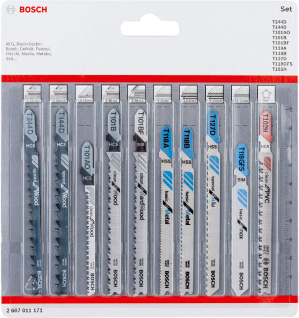Jeu de 10 lames de scie sauteuse BOSCH All in One (2607011171)
