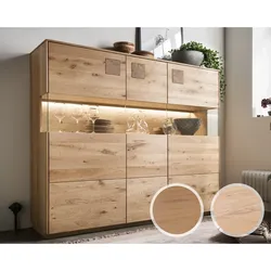 Massivholz »Davos« Highboard III Wildeiche bianco geölt / ohne Beleuchtung