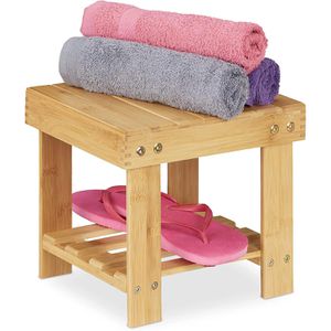 Relaxdays Fußbank 10033874, Bambus, 27 x 24,5 x 25cm, natur