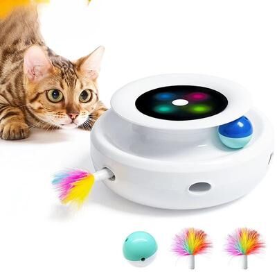 Inspired Living Smart 2 in 1 Interactive Cat Toy With Automatic Feather Ball charge