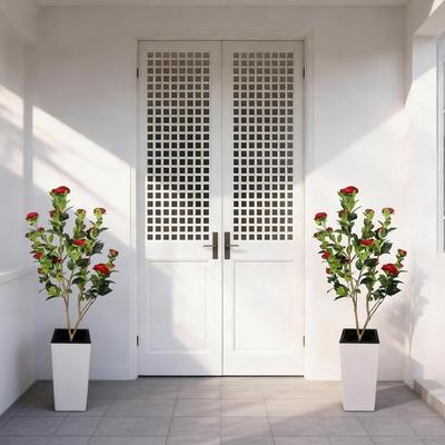 YUN 182cm Artificial Rubber Tree with Planter, Faux Tropical Floor Plant for Home & Office Decor