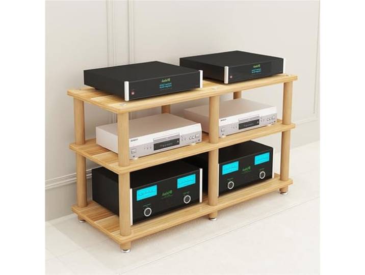 WLCGYD Audio Rack HiFi Regal AV-Medienständer Mit 2 Und 3 Ebenen, Audiokomponenten-Rack-Regal – Display, Verstärker, Aufnahme, Stereo-Receiver, HiFi, Zweireihiges Eck-Entertainment-Center(Wood)