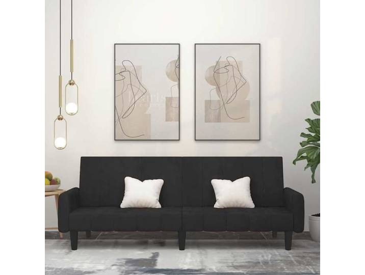 SOFA convertible - Canapé de Séjour - 1/2 places - 2 places noir velours - Sofa lit 0_786266