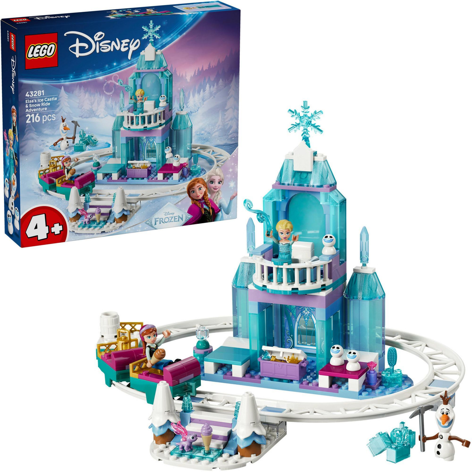 LEGO Disney Het IJspaleis Avontuur met de slee bij het kasteel van Elsa 43281