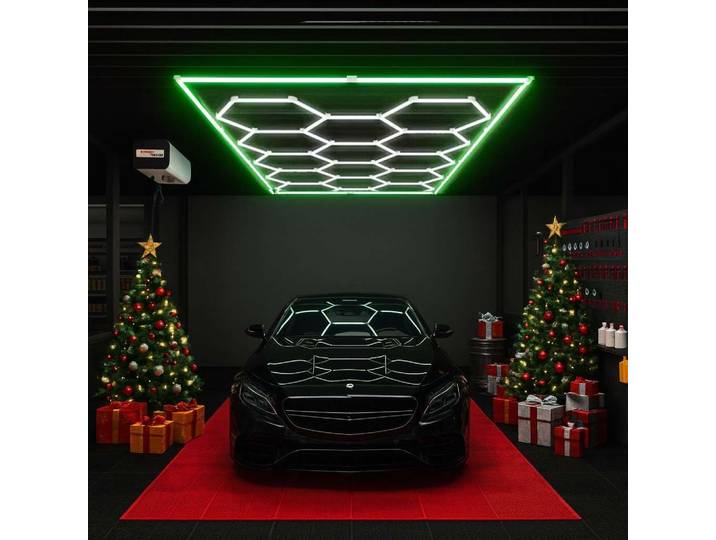 Plafonnier Led en nid d'abeille à 14 trous, éclairage Hexagonal pour magasin de voiture, atelier de voiture, réparation de voiture 4s, salle de sport ﻿