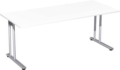 Schreibtisch PALENQUE, C-Fuß, Rechteck, B 1800 x T 800 x H 720 mm, weiß