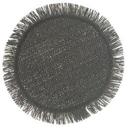 IH Casa Decor Woven Round Placemat With Fringes Black 15 X 15 - Set of 12