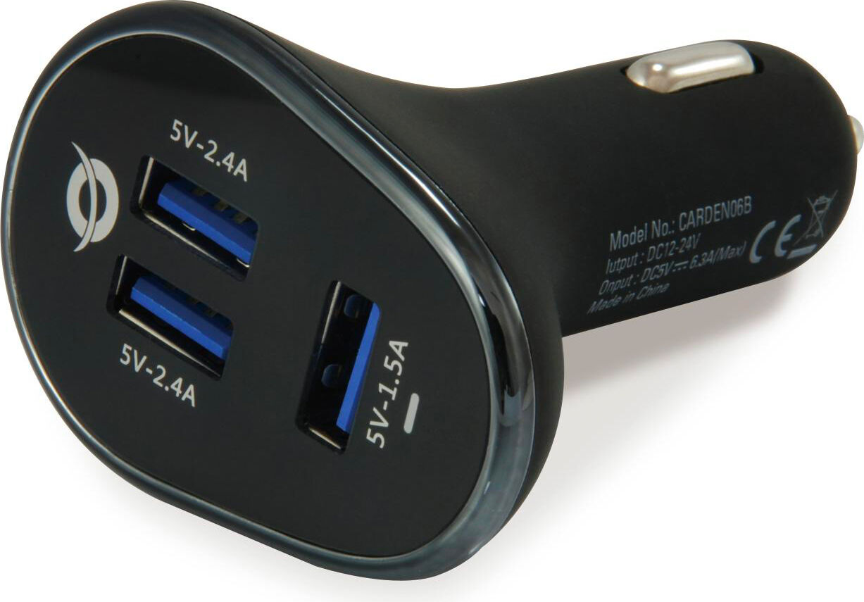 conceptronic Carden06b Caricabatterie Usb Auto 3 Porte Colore Nero - 120547907 Carden06b