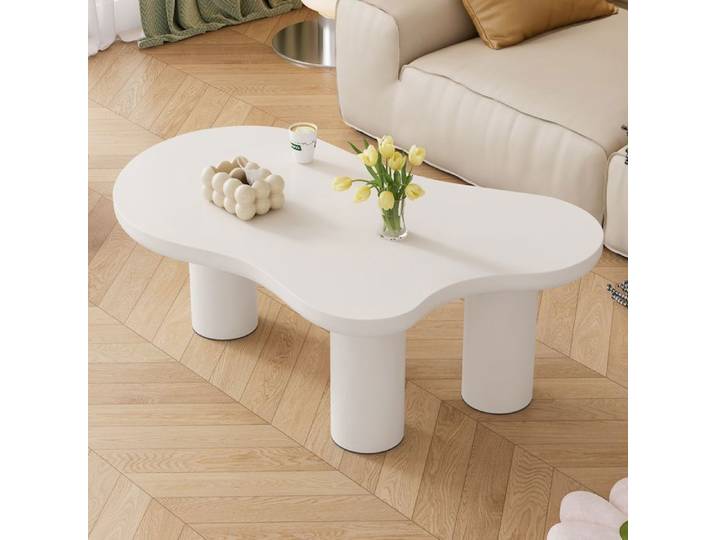 Table basse - Moderne - Forme nuageuse - 107x66cm - Blanc - Asymétrique