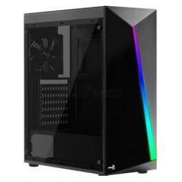 AeroCool Boitier Moyen Tour ATX compatible Shard Tempered Glass RGB avec panneau vitré (Noir) (ATX) (ACCM-PV14013.11)