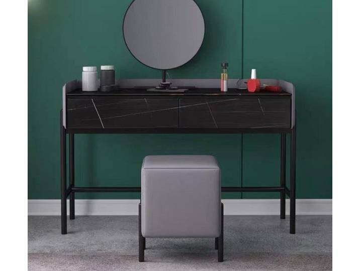 JVmoebel Schminktisch Moderne Schminkkommode in Schwarz aus Holz mit Edelstahlbeinen (2-St., Schminktisch), Made in Europa