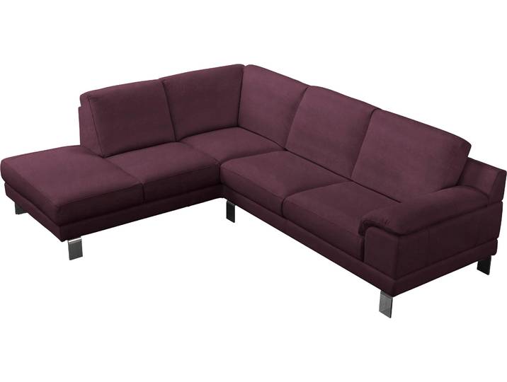 Ecksofa EGOITALIANO Shakira, Design und Sitzkomfort auf hohem Niveau, tolle Details , lila (plum), B:240cm H:84cm T:212cm, Sofas, Ecksofa, mit Ottomane, L-Form, elegante Metallfüsse