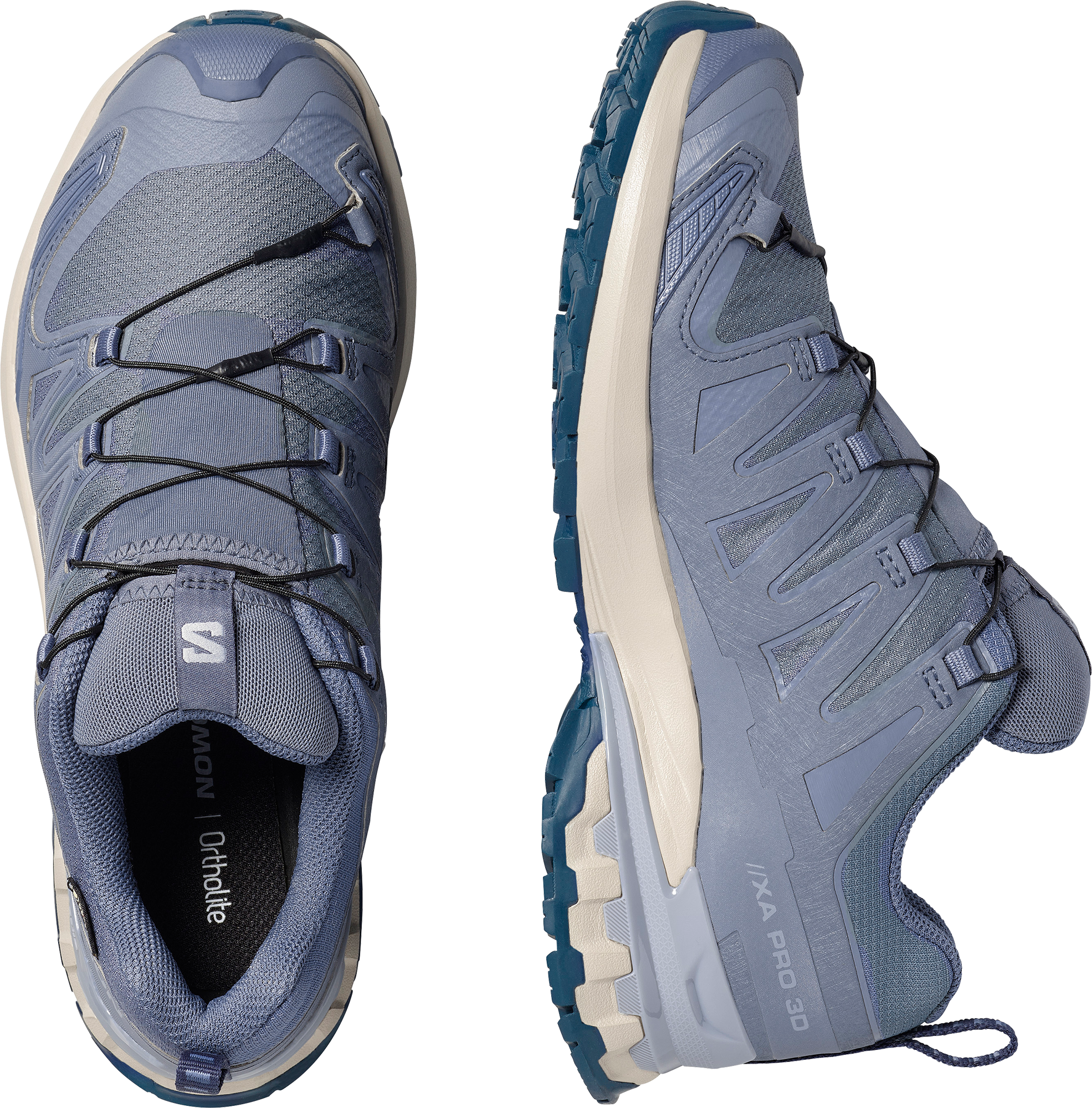 Trailrunningschuh SALOMON "XA PRO 3D V9 GORE-TEX", Damen, Gr. 40, blau (grisaille, tradewinds, spellbound), Synthetik, Textil, Schuhe Trailrunningschuh, wasserdicht grisaille, tradewinds, spellbound 40
