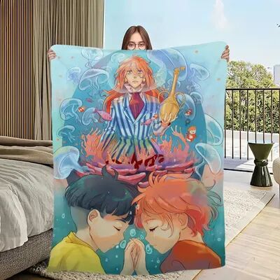 Shop Station Ponyo Flannel Throw Blanket Soft Plush Fleece Anime Throw For Sofa, Bed & Travel 40 X 50 Inch c