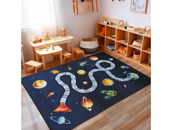 Carpettex Tapis Enfant 160x230 cm Bleu Marine Espace Antidérapant