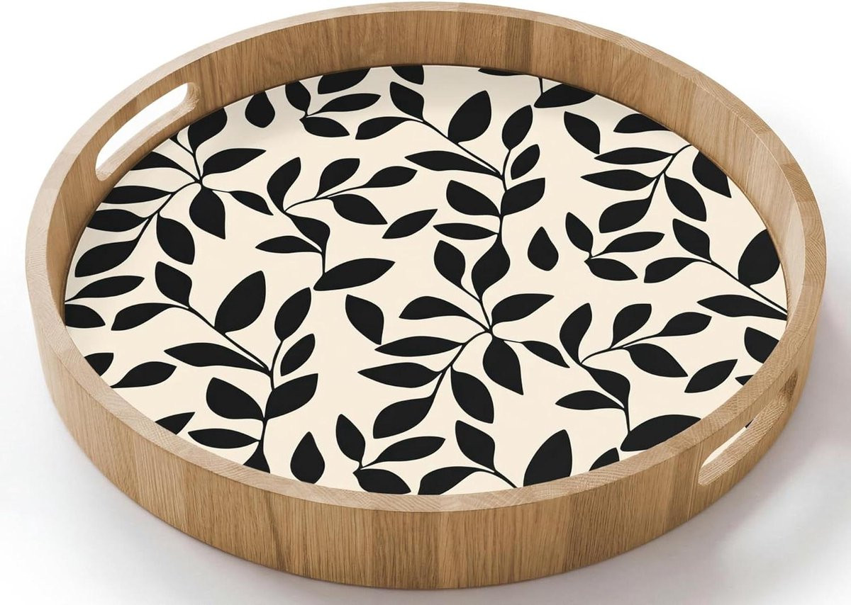 Ronde houten serveertray met elegant patroon - 40 x 40 cm